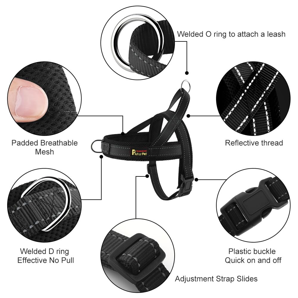 No Pull Dog Harness with Breathable Mesh Padded, Adjustable Reflective Escape...