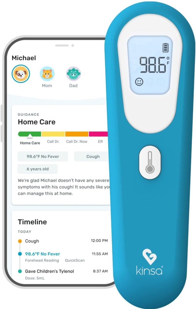Kinsa Quick Scan Non-Contact Smart Digital Bluetooth Thermometer 1 Sec Readings