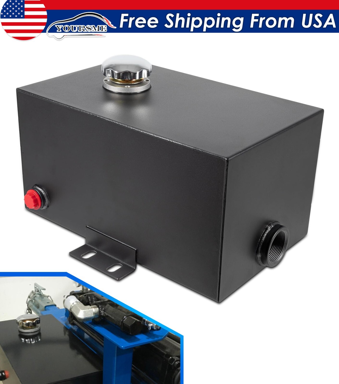 5 Gallon Hydraulic Fluid Reservoir Tank, Inlet 1-1/2" & Outlet 3/4" FNPT Port