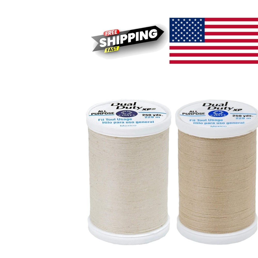 Natural Buff Polyester Thread Bundle 500 Yards Easy to Use Machine Compatible