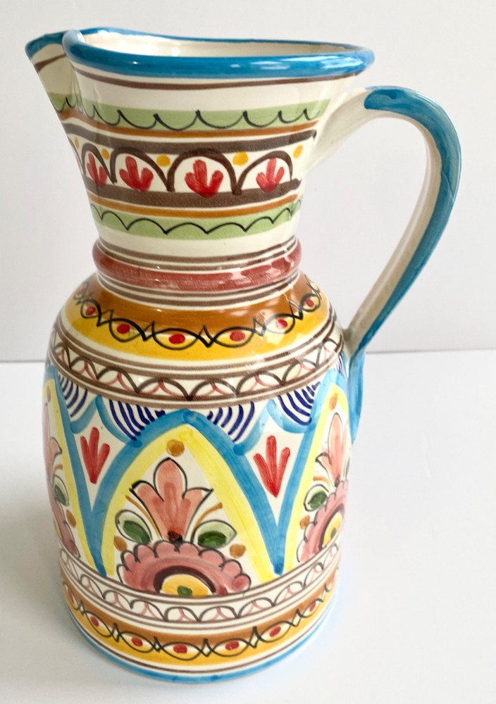 Ceramical Spain Unique Light Blue Design Drinking Pouring Pitcher Spanish Nice