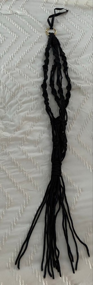 Black Macrame Plant Hanger One Size. Boho retro
