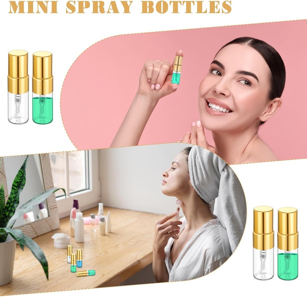 50Pcs 2ml Glass Spray Bottle Empty Tiny Perfume Sample Bottles Atomizer Clear At