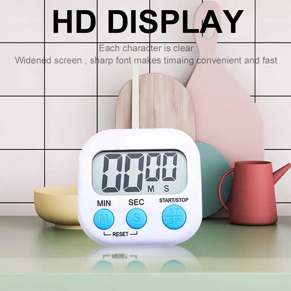 Large LCD Digital Kitchen Cooking Timer Count Down Up Clock Loud Alarm Magnetic