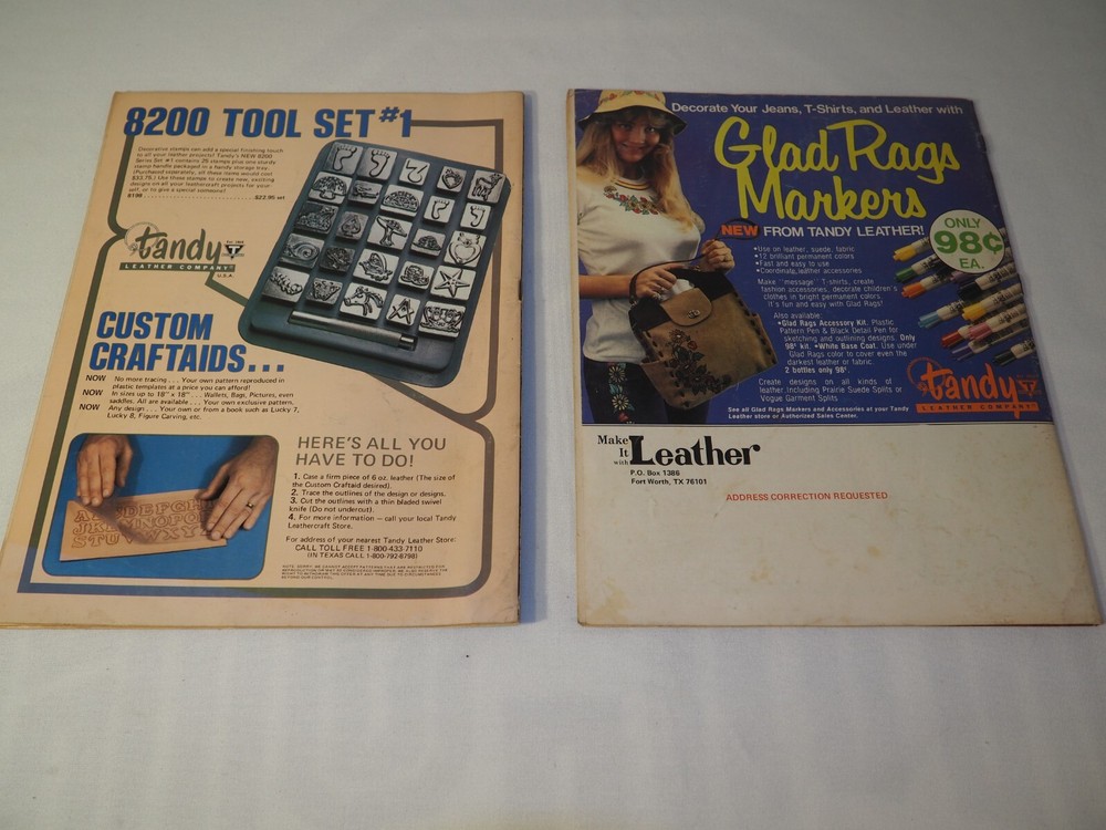 2 Vintage Make it With Leather Magazines w/Pattern Pull Outs 1977