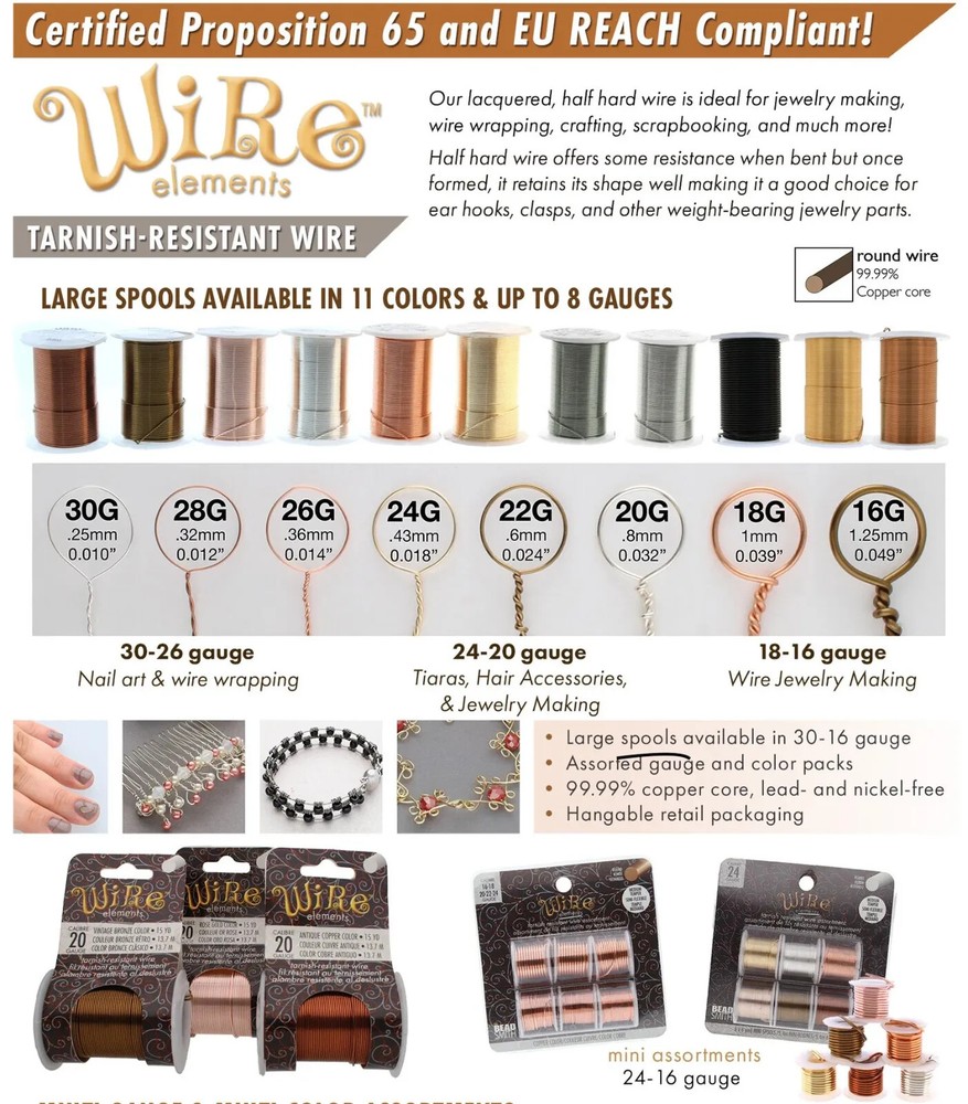Silver Plated BeadSmith Craft Wire, Tarnish Resistant Wire Elements (8+ Gauges)
