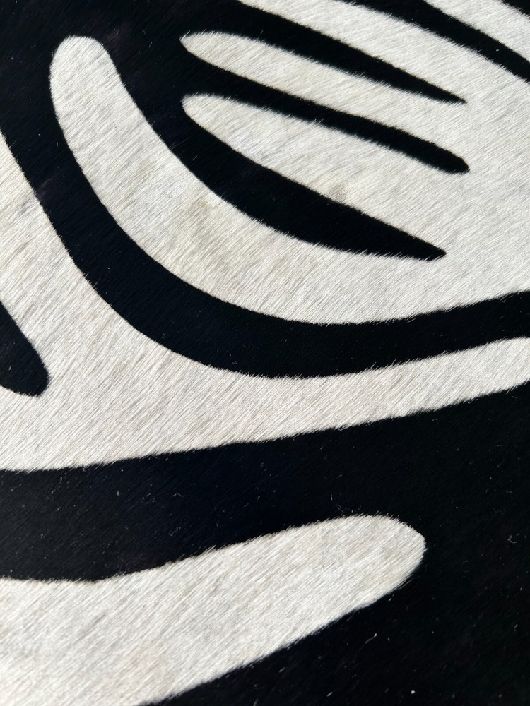 Zebra Print Cowhide Rug - Reverse Pattern / Beige Stripes/ Reverse Zebra Cowhide
