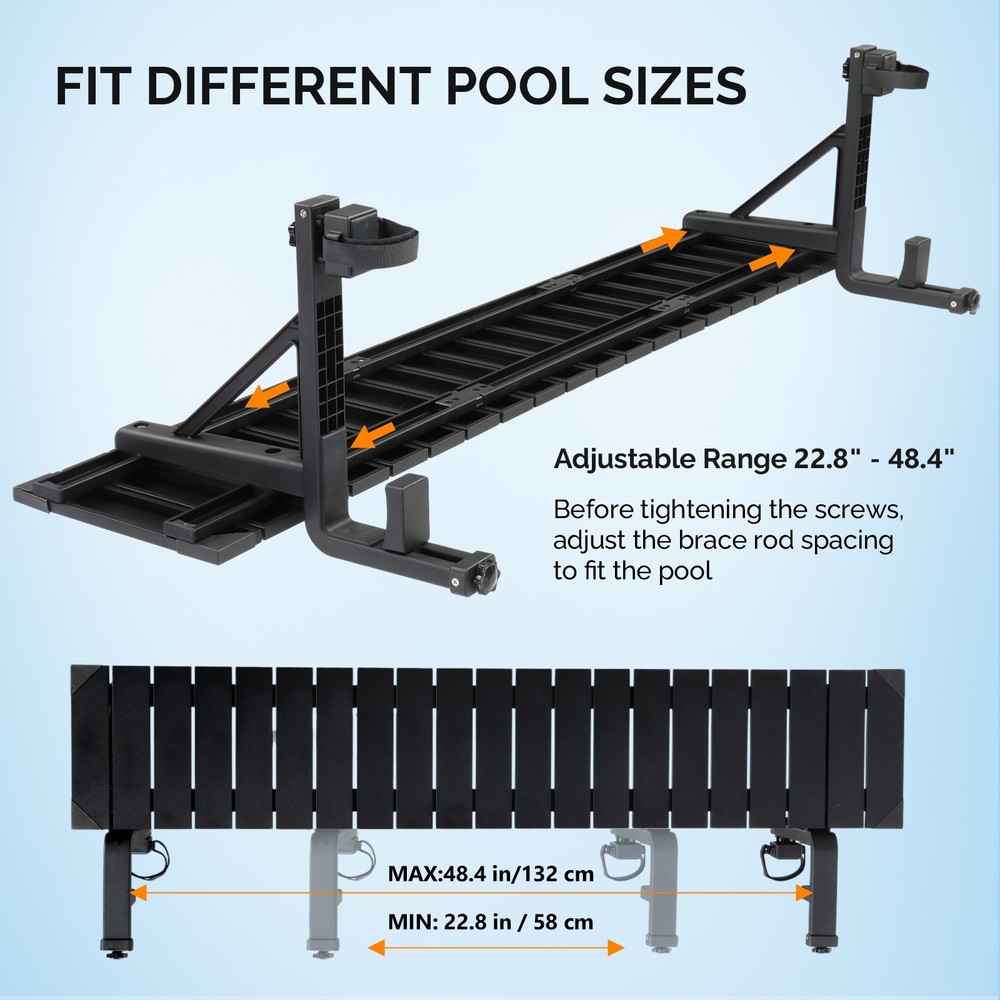 Above Ground Pool Bar Poolside Table, Adjustable Table for Outdoor Balcony Pool