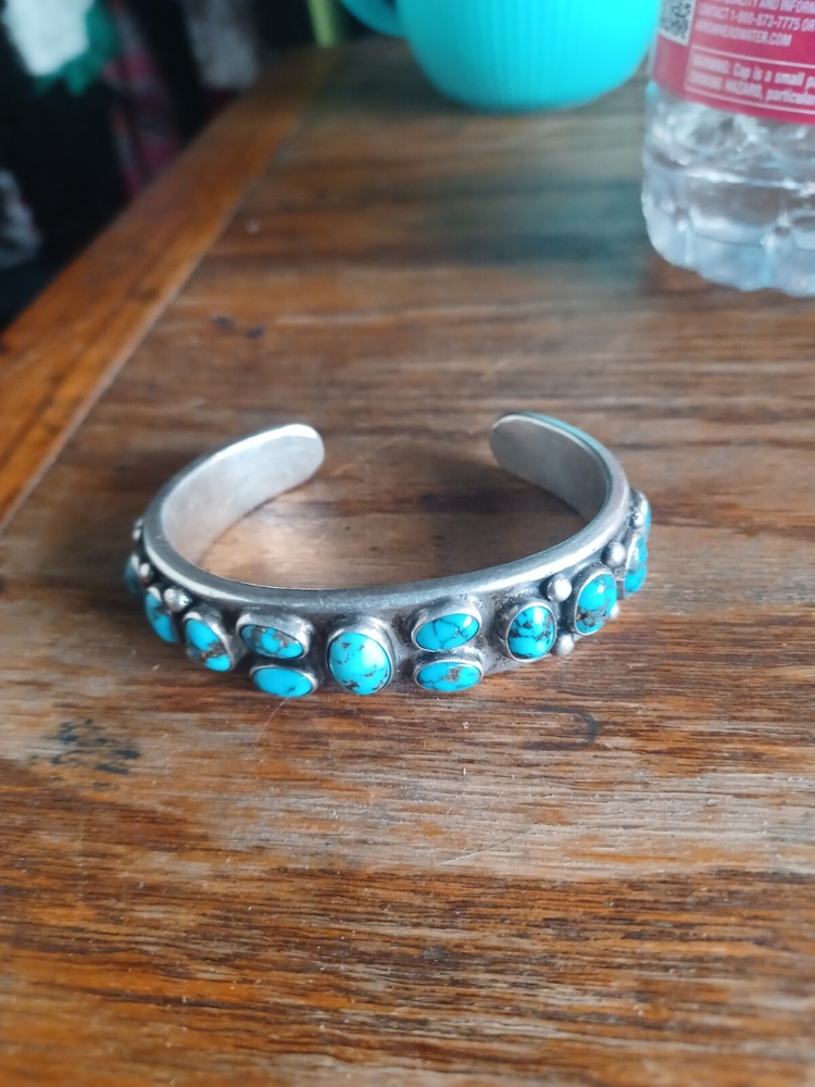 Hand made Navajo Silver & Turquoise Bracelet