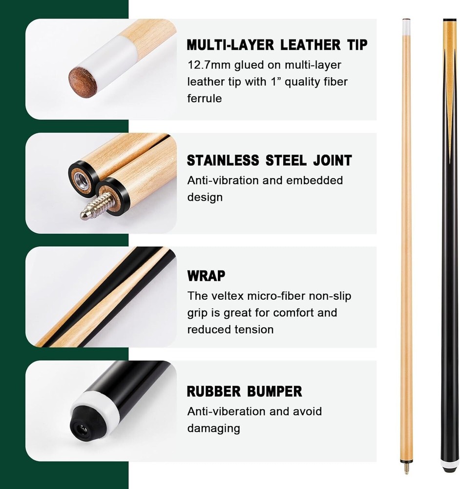 Complete Pool Table Accessory Set with Cue Chalks, Balls & Brushes - 71 Pieces