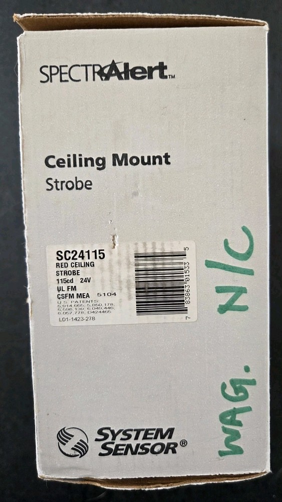 SYSTEM SENSOR SC24115 SPECTRALERT RED CEILING MOUNT 24VDC 115CD STROBE - NEW