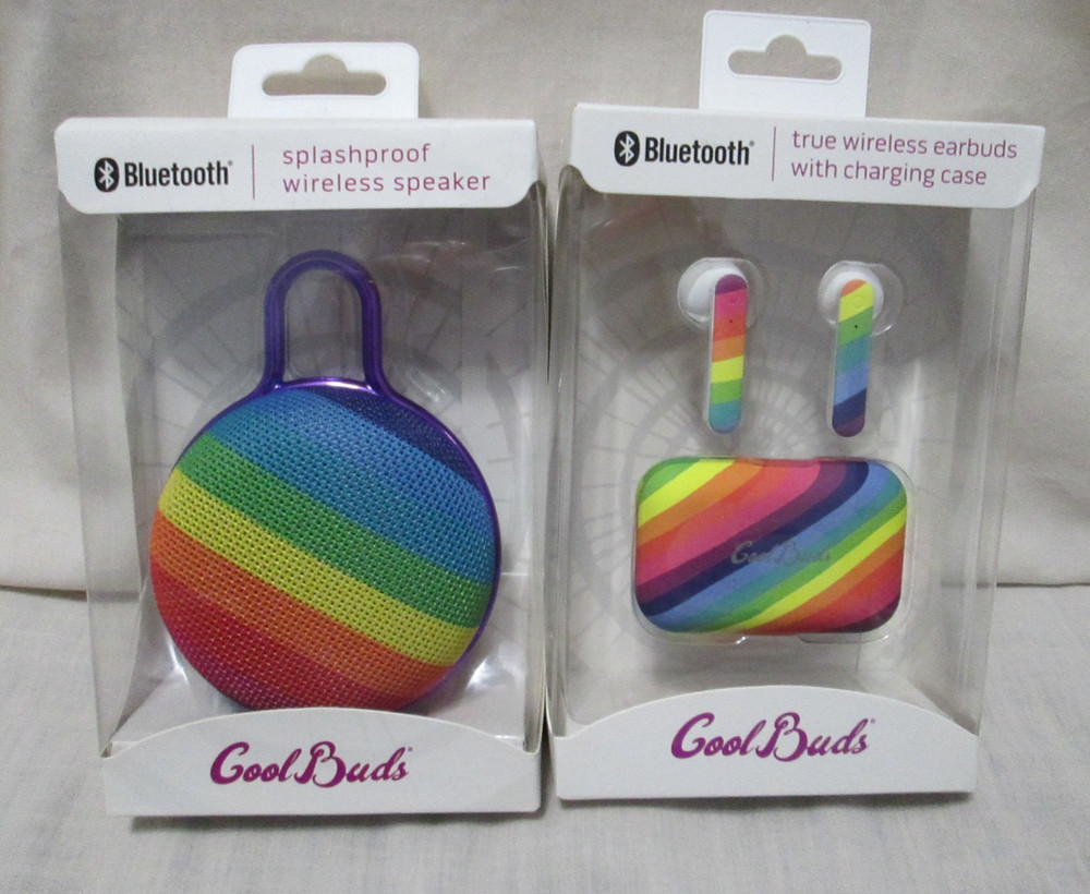 Cool Buds Wireless earbuds w/charging case & splashproof speaker