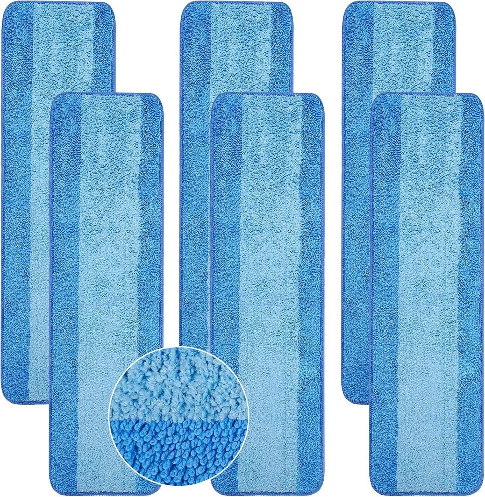 6 Pack Microfiber Cleaning Pads for Bona Mop 18in Replaceable Reusable Blue