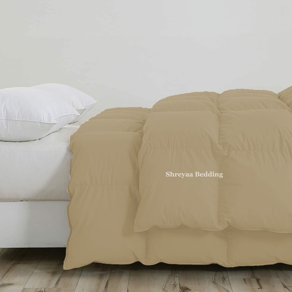 Branded Down Alternative Comforter Egyptian Cotton Taupe Solid Cal King Size