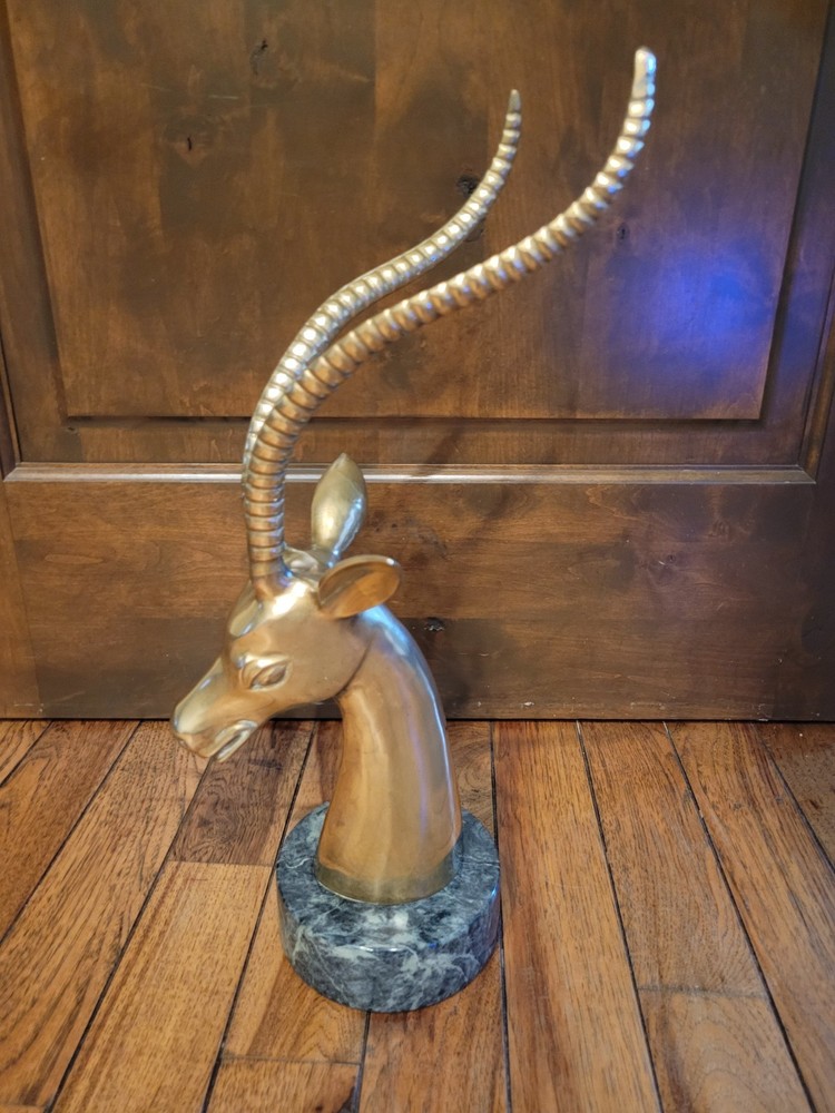 Solid Brass Vintage Antelope w/ Solid Marble Bass