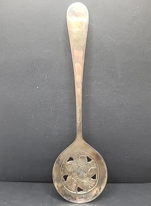 Vintage Sheffield England Silver Plated Pierced Serving Spoon