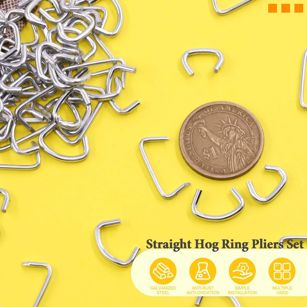 Rustark 1500 Pcs Galvanized Hog Rings Size Assorted Set with One Size, Silver