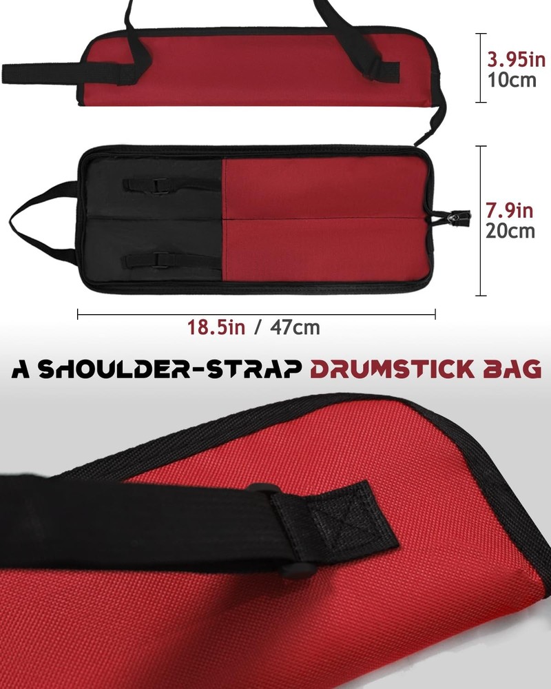 Drumstick Bag Small Storage Case Hanging Rack Dark Red Accessory