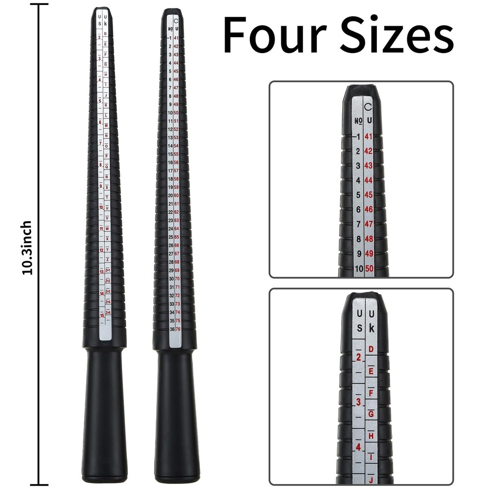 Bflaae Ring Sizer Measuring Tool Kit, Plastic Mandrel, Reusable Black