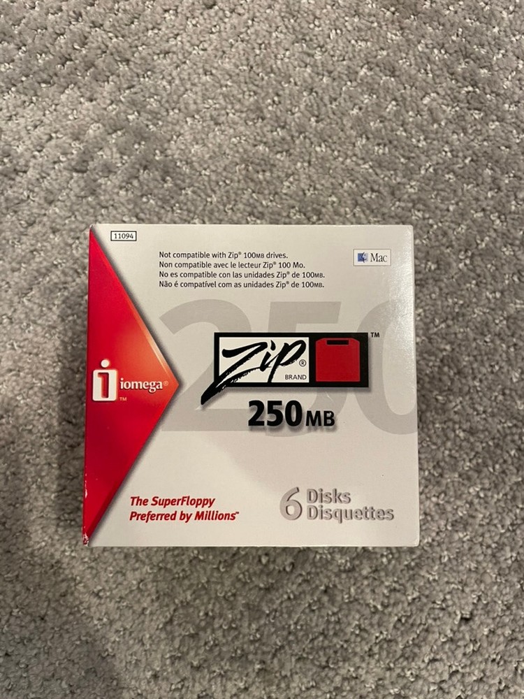 Iomega Zip Disks 250mb Mac/PC 6-Pack NOS