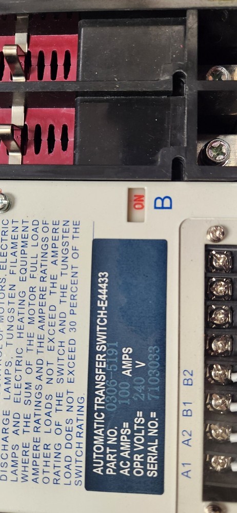 Cummins Onan RSS100-6868 100A 240VAC 1PH 2P Automatic Transfer Switch