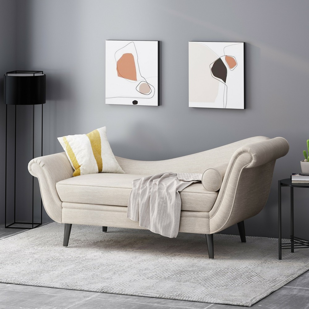 Jakyrah Contemporary Chaise Lounge with Scroll Arms
