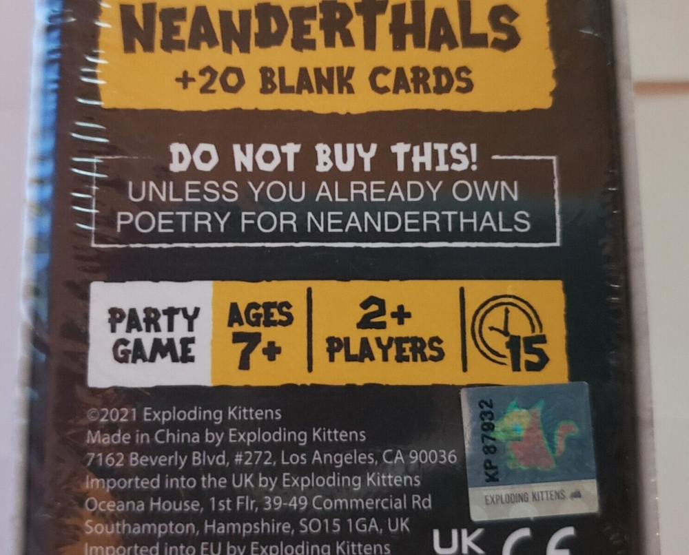 Exploding Kittens - Poetry for Neanderthals - More Cards Box 1 - 500 ct - NEW