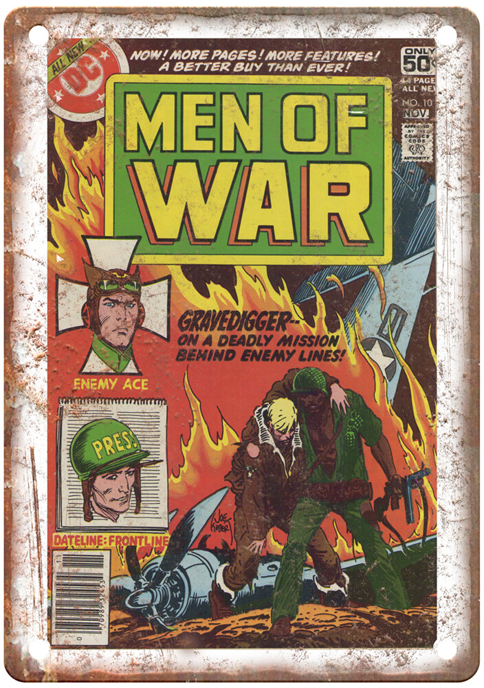 Vintage Comic Book Cover Men of War 10 Retro Look Metal Sign J2141