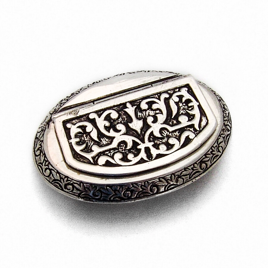 Ornate Oval Pill Box 800 Standard Silver
