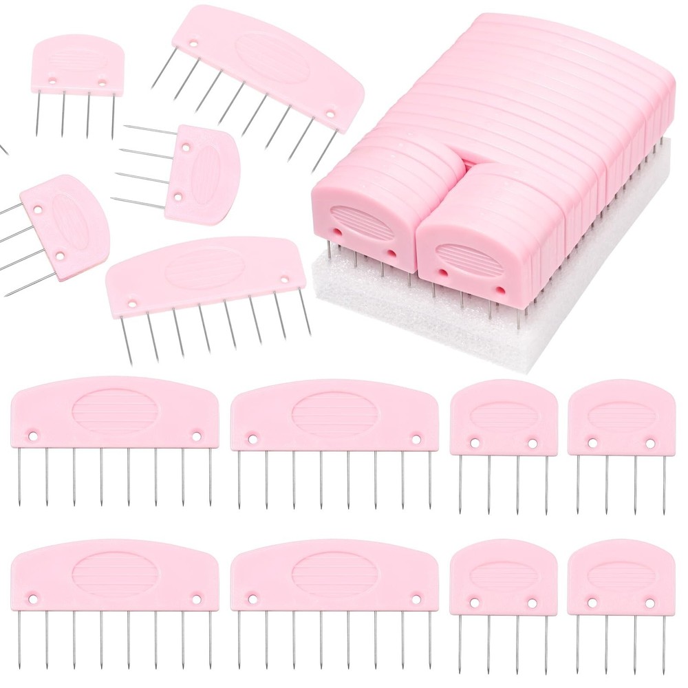 Knit Blocking Pins Kit, 25 Pcs Pink Color Knit Blocking Combs, Knit Blocking ...