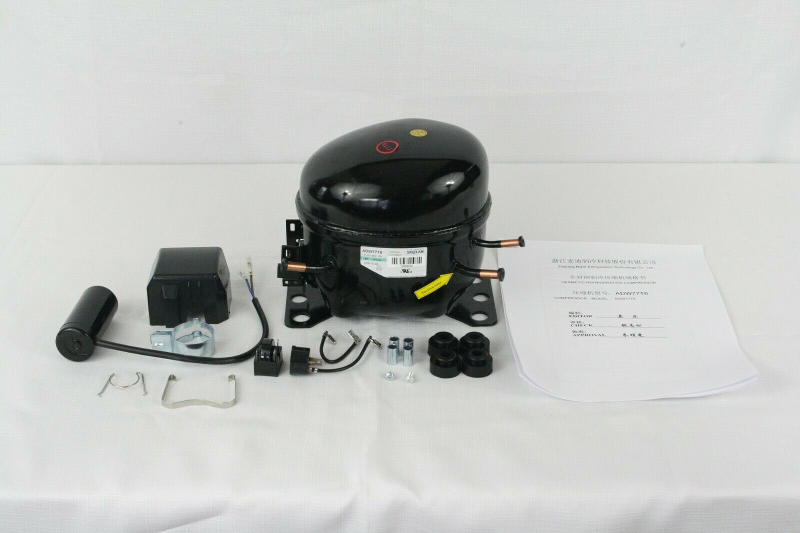 SIKELAN ADW77T6 REFRIGERATION COMPRESSOR 1/3- HP 751BTU 110-120V R134A 50-60HZ