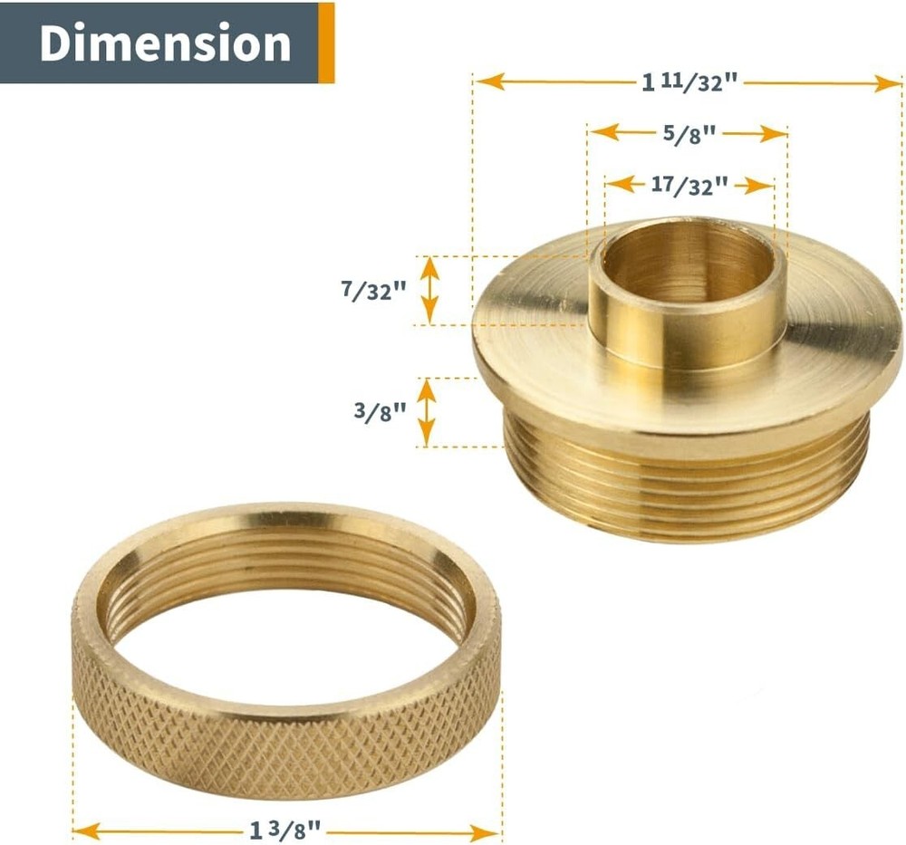 5/8" Solid Brass Short Shank Router Template Guide Bushing and Lock Nut 71166
