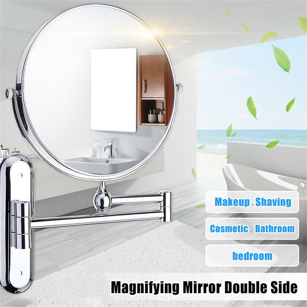 Saving Space Magnifying Wall Mount Makeup Mirror Closeup Two Sides Home Bathroom