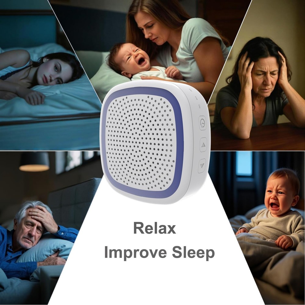 White Noise Machine,Wireless Connect Sound Machine with 36 Small, White-blue