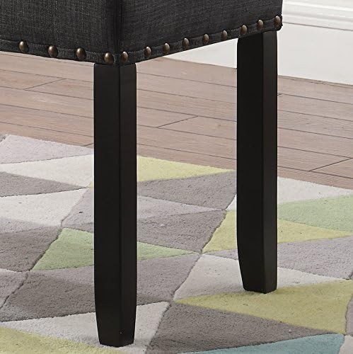 Biony Fabric Dining Bench W/ Nailhead Trim Grey