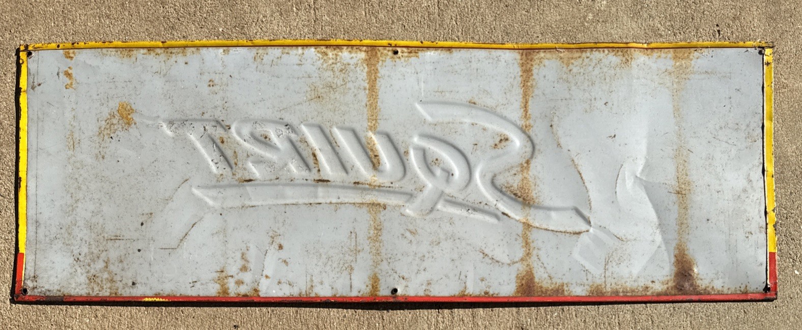 Original 1951 Squirt Soda Metal Advertising Sign 9 1/2 X 27 1/2”