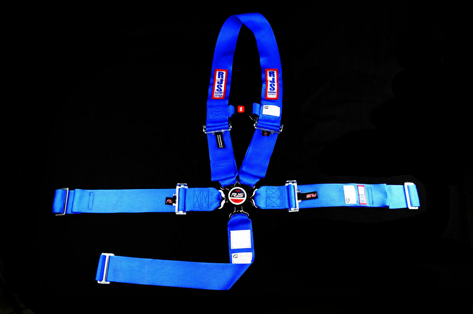 RJS SFI 16.1 5PT CAM LOCK U WRAP ROLL BAR MOUNT BELT STERNUM STRAP BLUE 1037503