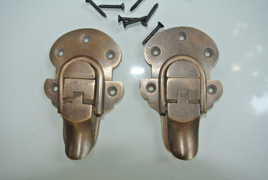 2 solid brass large Trunk Catch Hasp latch for Suitcase box old Style Lock 8.5cm