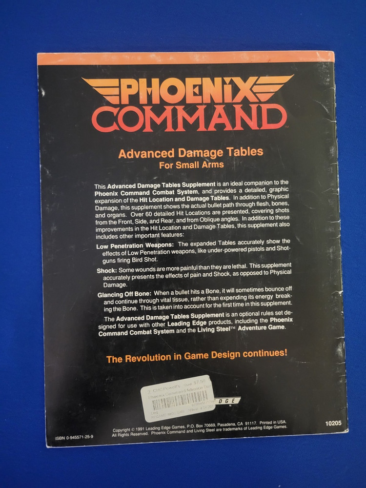 Phoenix Command Advanced Damage Tables for Small Arms - Leading Edge Games