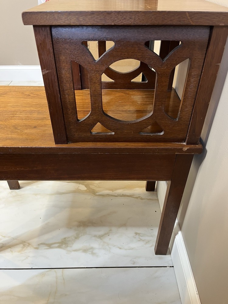 Mid-Century Step End Table / Side Table With Drawer