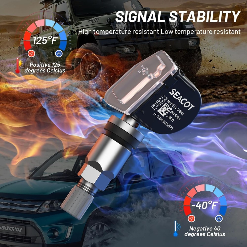 TPMS Sensor GM, 4-Pack 315MHz Tire Pressure Sensor Replacement for Chevy Silvera