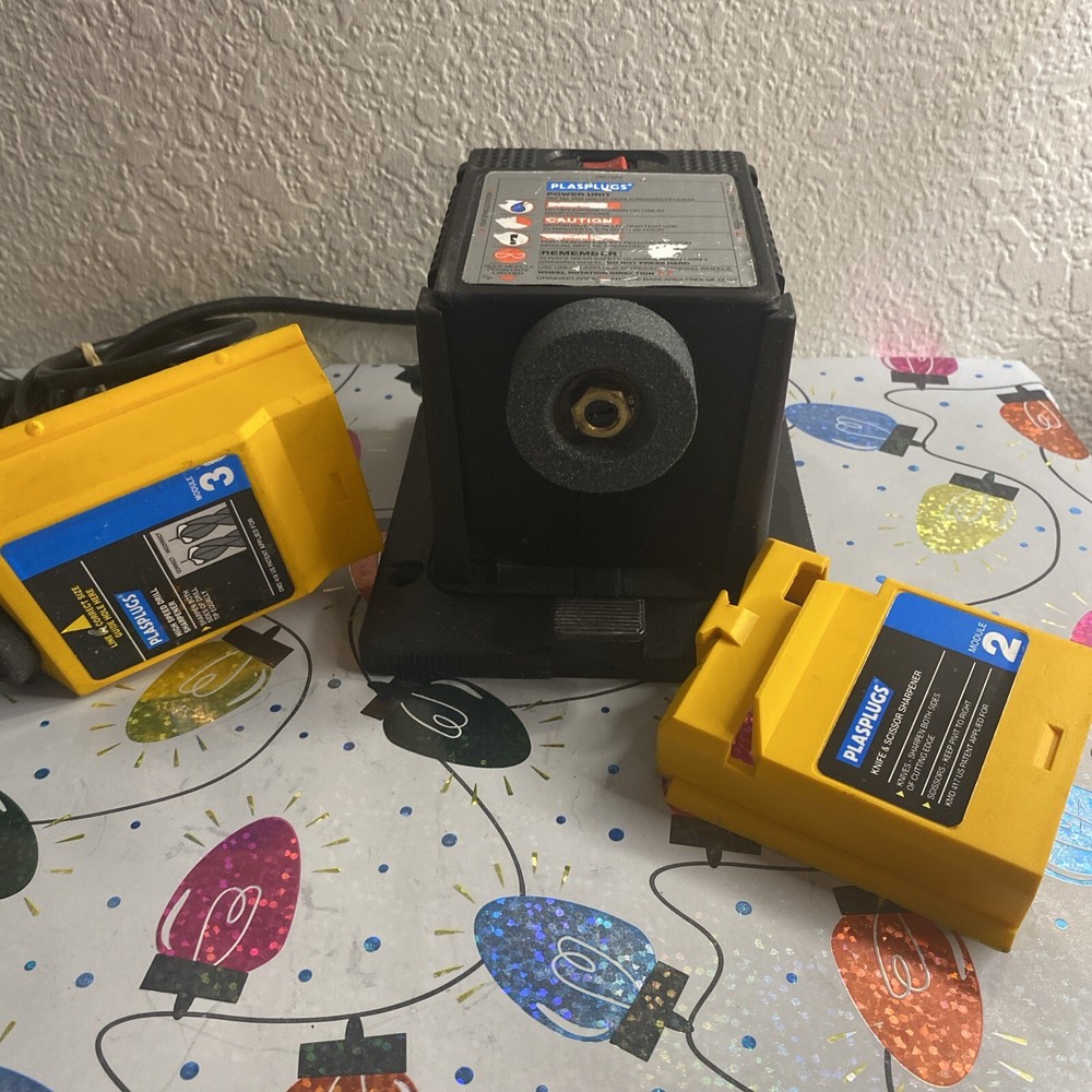 Plasplugs Sharpener Unit w/ Knife Scissor Sharpener Module DCS407 Tested Working