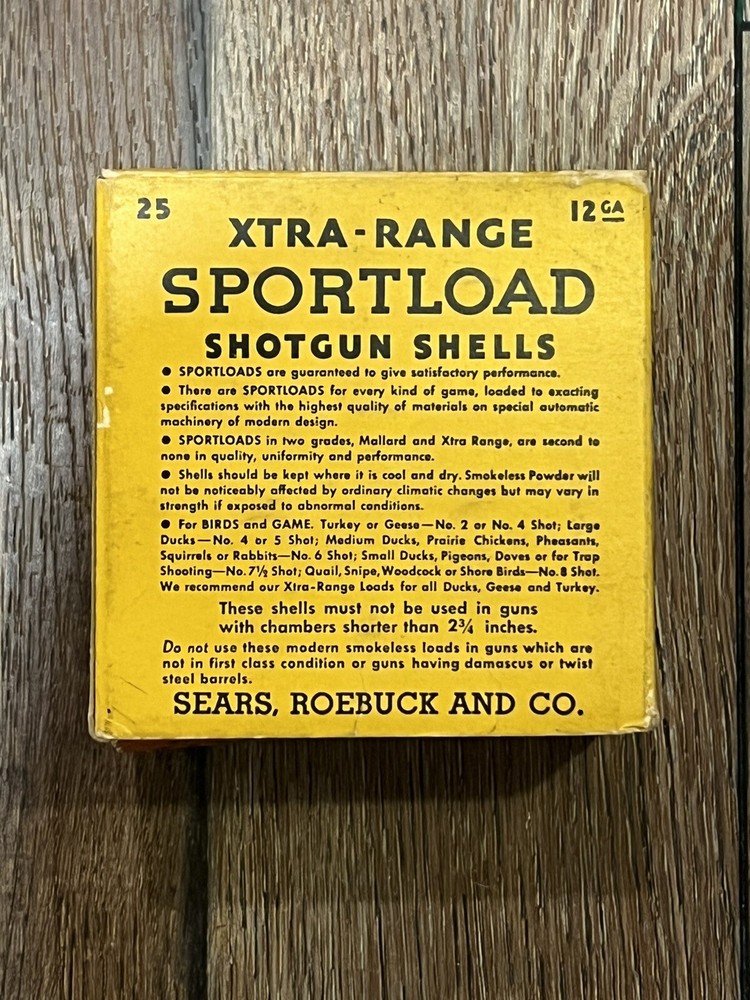 Sears, Roebuck and Co Sport Load Xtra-Range 12 GA Shot Shell Box - Empty