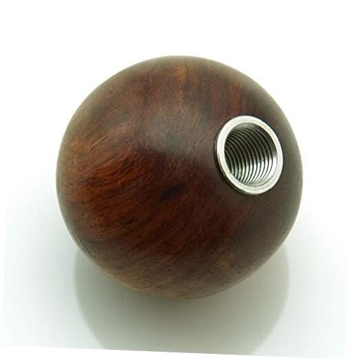 Universal Wood Shift Knob Gear Round Ball Shifter Knobs with 4 Adapters Silver