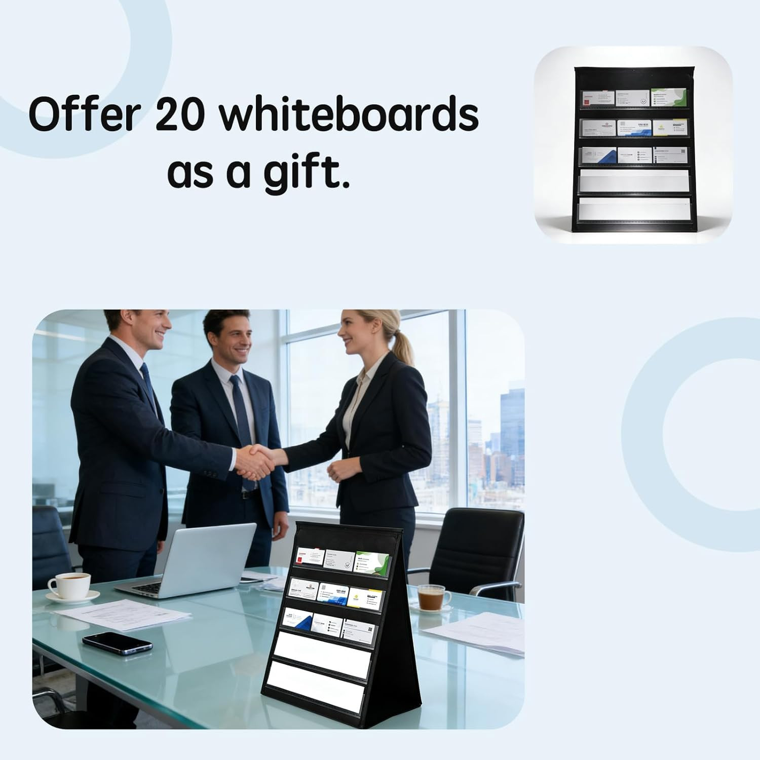 5-Tier Double-Sided Display Stand for 4” Stickers with 20 Whiteboard Cards