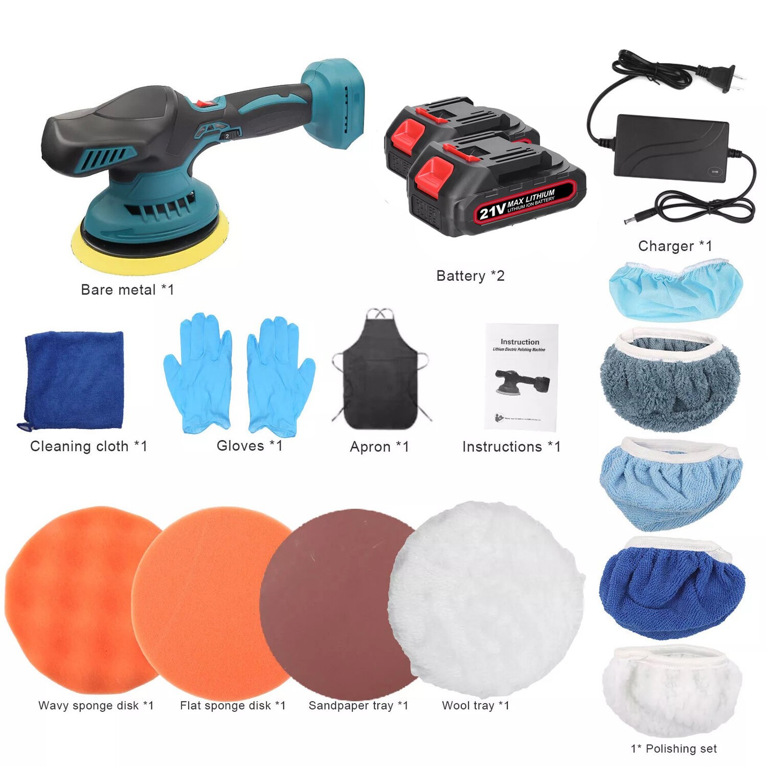 Dual Action Car Polisher Buffer Machine Cordless 6" Sander Polishing Kit Battery