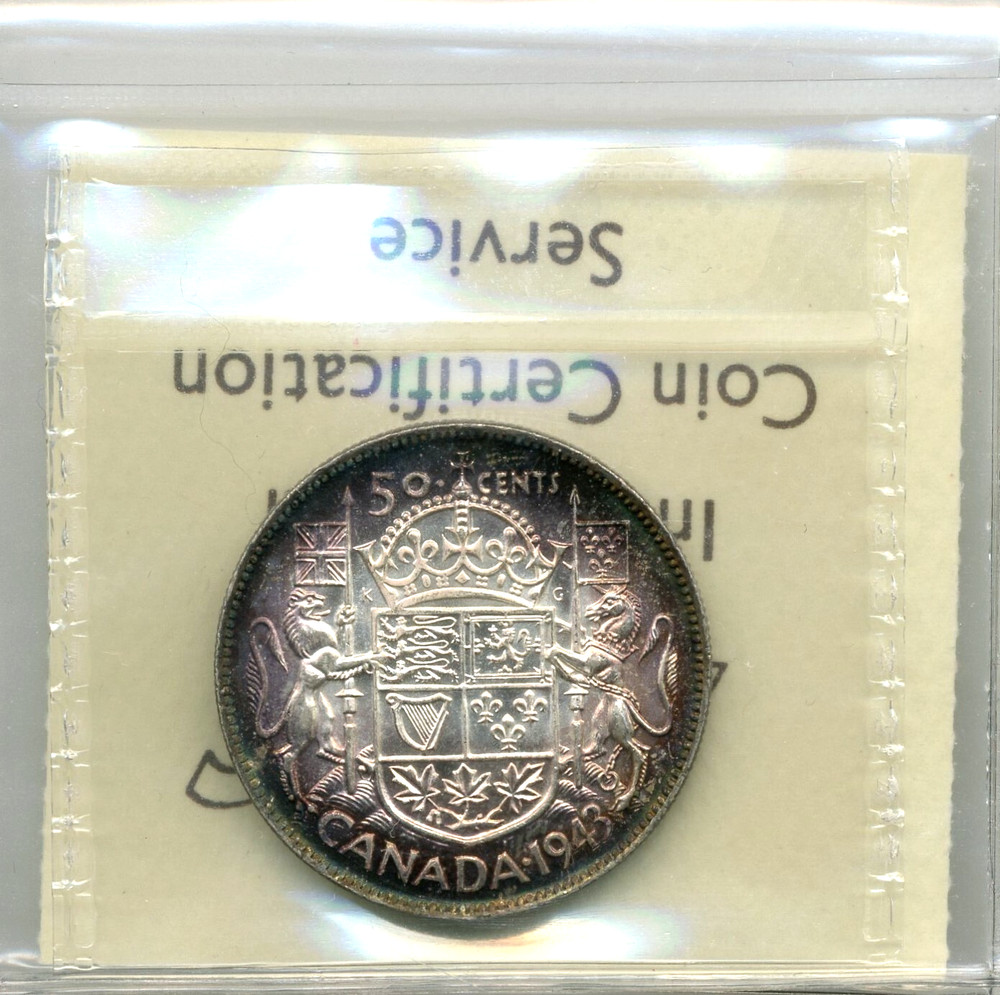 1943 Canada 50 Cents, Far 3 - GEM Uncirculated, ICCS MS65