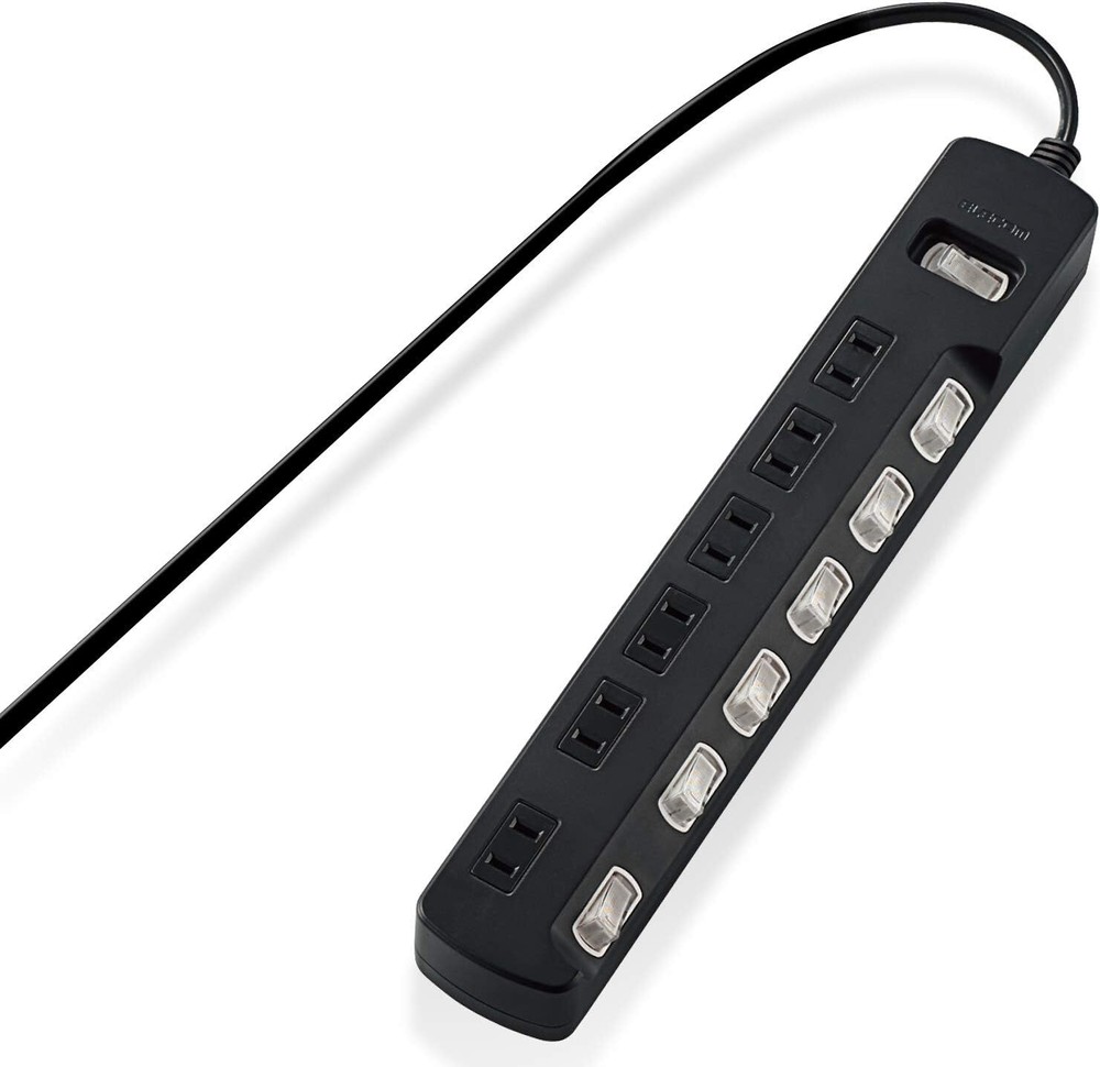 ELECOM Power Tap Lightning Guard Bulk & Individual Switch Swing Plug with D