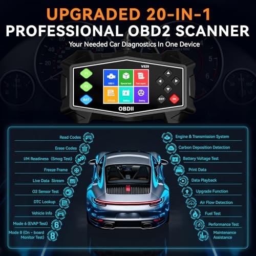 Enhanced OBD2 Scanner Diagnostic Tool - Check Engine Code Reader with Battery