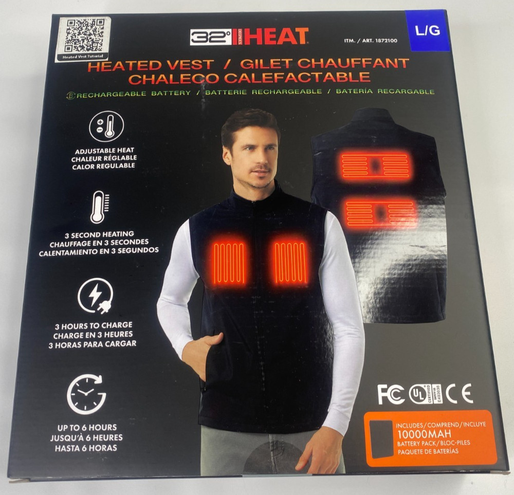 32 Degrees Rechargeable Heated Vest, Large ***OPEN BOX***